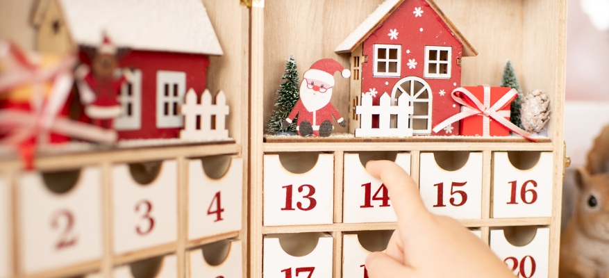 red and white Christmas calendar