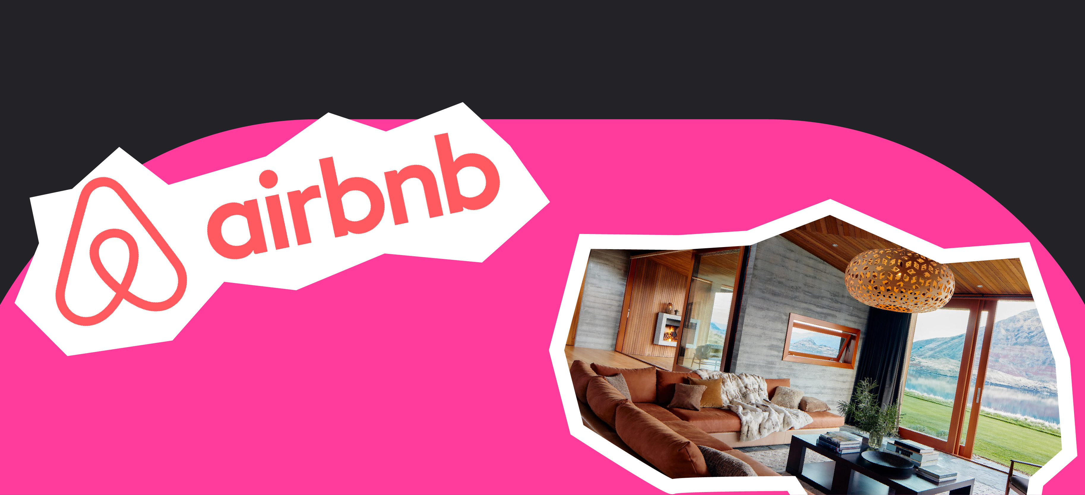 Airbnb logo on pink background
