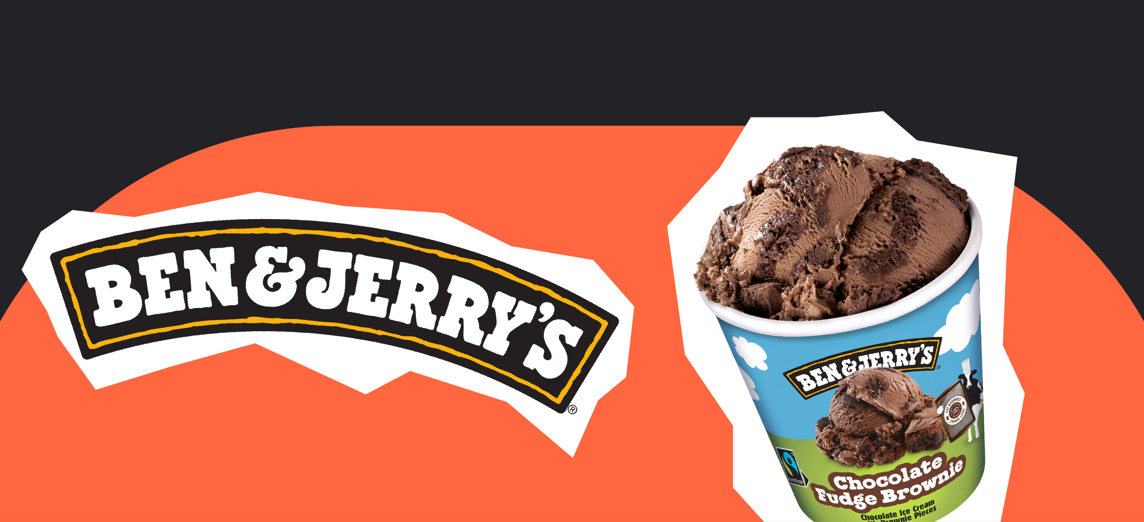 ben & jerrys logo on orange background