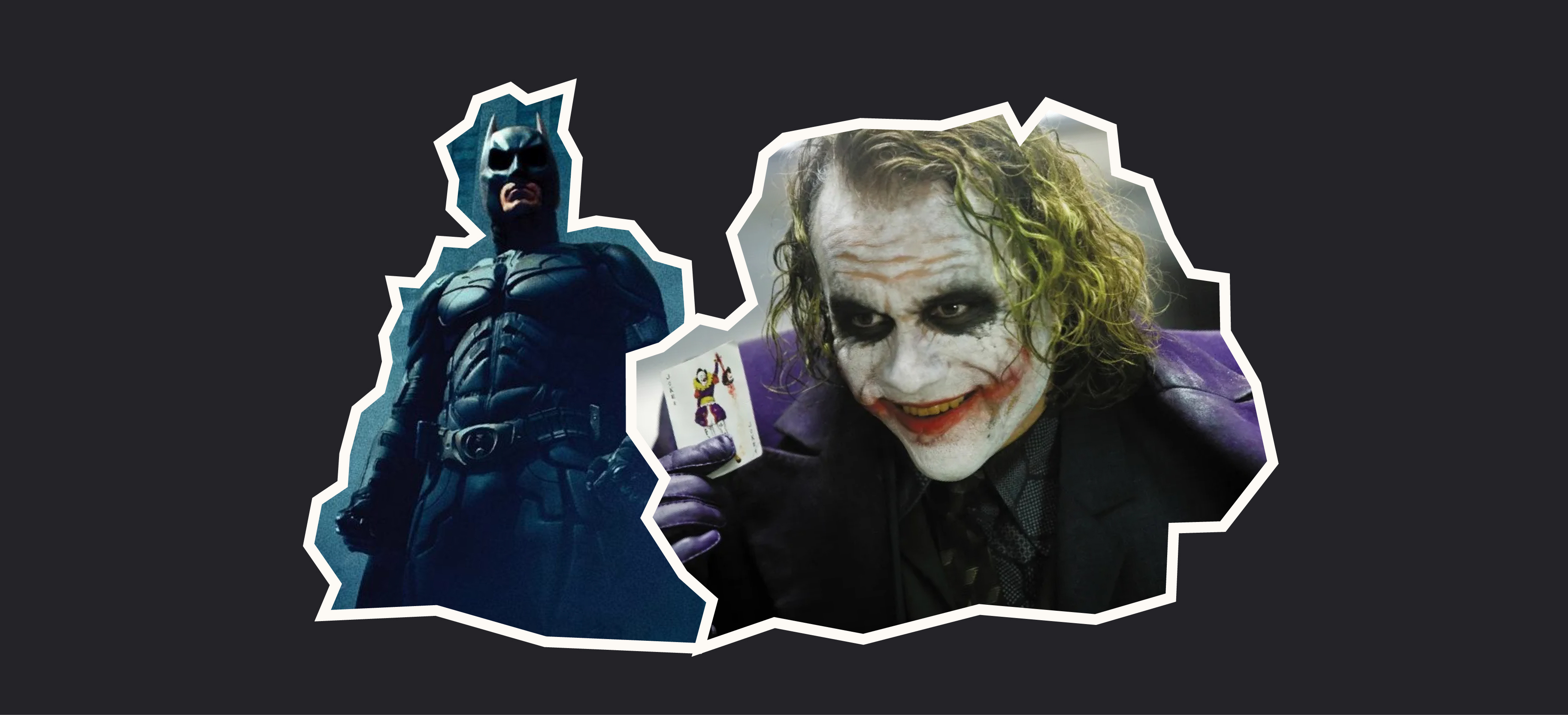 Batman and The Joker cut outs on black background