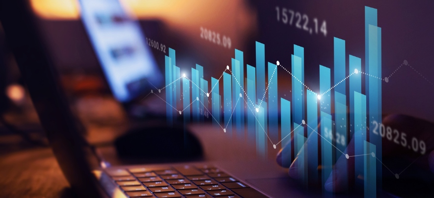 graphs and charts with statistics and digits