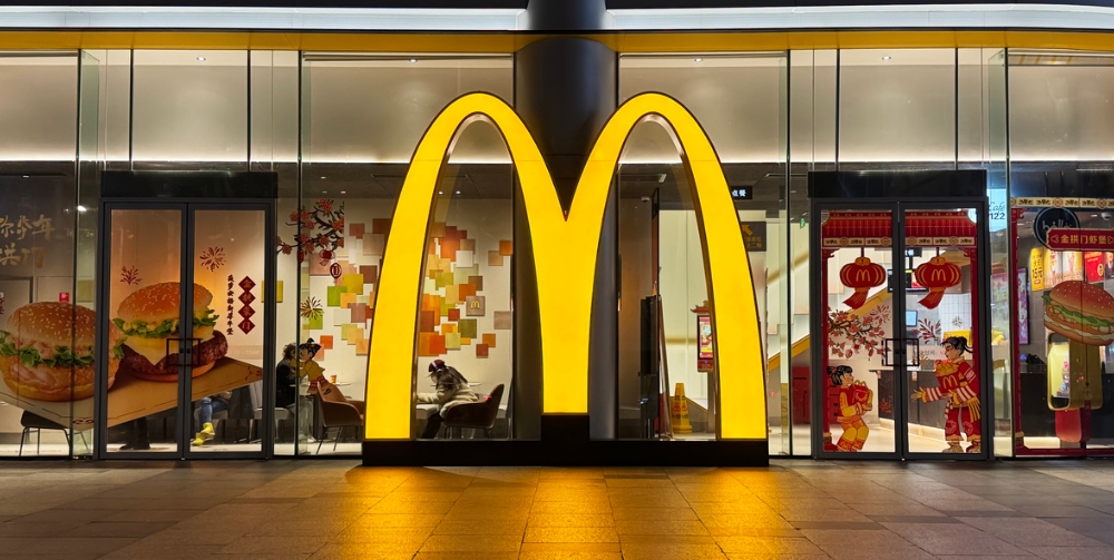 Mcdonalds golden arches outside shop